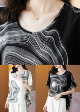 Load image into Gallery viewer, Black Patchwork Print Silk Blouse Tops O Neck Summer