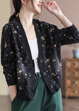 Load image into Gallery viewer, Black V Neck Button Cotton Denim Coats Long Sleeve