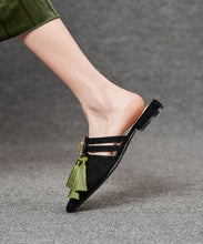 Load image into Gallery viewer, Black Velour Tassel Fashion Splicing Slide Sandals Pointed Toe