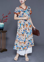 Load image into Gallery viewer, Blue Patchwork Cotton Holiday Dress V Neck Print Summer