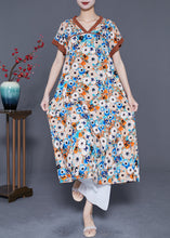 Load image into Gallery viewer, Blue Patchwork Cotton Holiday Dress V Neck Print Summer