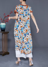 Load image into Gallery viewer, Blue Patchwork Cotton Holiday Dress V Neck Print Summer