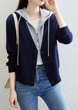 Load image into Gallery viewer, Blue Patchwork False Two Pieces Cotton Hoodie Coat Zip Up Fall