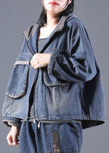 Load image into Gallery viewer, Blue Pockets denim Jacket Zip Up Spring