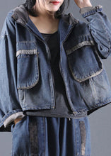 Load image into Gallery viewer, Blue Pockets denim Jacket Zip Up Spring