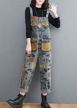 Load image into Gallery viewer, Blue Print Patchwork Denim Spaghetti Strap Jumpsuit Spring