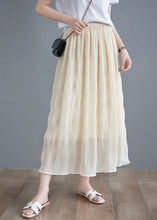 Load image into Gallery viewer, Bohemian Beige High Waist Draping Cotton Pleated Skirts Summer