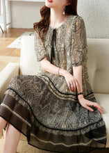 Load image into Gallery viewer, Bohemian Beige O-Neck Print Chiffon Maxi Dress Short Sleeve