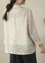 Load image into Gallery viewer, Bohemian Beige Peter Pan Collar Print Ramie Coats Long Sleeve