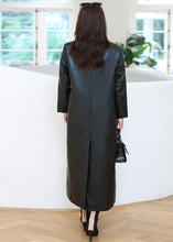 Load image into Gallery viewer, Bohemian Black Lapel Pockets Faux Leather Trench Fall