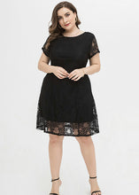 Load image into Gallery viewer, Bohemian Black O-Neck Lace Mid Dress Summer