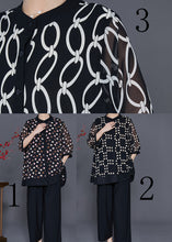 Load image into Gallery viewer, Bohemian Black Stand Collar Print Chiffon Two-Piece Set Summer