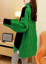 Load image into Gallery viewer, Bohemian Green Turtle Neck Thick Patchwork Knit Sweater Tops Winter