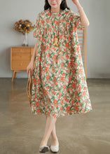 Load image into Gallery viewer, Bohemian Khaki Oversized Print Cotton A Line Dresses Short Sleeve