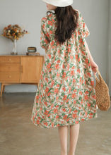 Load image into Gallery viewer, Bohemian Khaki Oversized Print Cotton A Line Dresses Short Sleeve