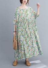 Load image into Gallery viewer, Bohemian Light Green O-Neck Patchwork Print Summer Dress Half Sleeve