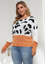 Load image into Gallery viewer, Bohemian Orange O-Neck Print Patchwork Knit Sweater Fall