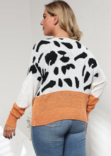 Load image into Gallery viewer, Bohemian Orange O-Neck Print Patchwork Knit Sweater Fall