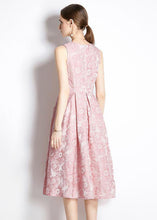 Load image into Gallery viewer, Bohemian Pink Jacquard Exra Large Hem Silk Holiday Dress Sleeveless