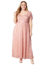 Load image into Gallery viewer, Bohemian Pink Wrinkled Patchwork Lace Party Dress Summer