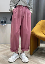 Load image into Gallery viewer, Bohemian Pink elastic waist wrinkled Pockets Cotton Pants Spring