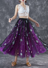 Load image into Gallery viewer, Bohemian Purple Dandelion Embroideried Wear On Both Sides Tulle Skirt Summer