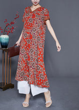 Load image into Gallery viewer, Bohemian Red O-Neck Print Cotton Long Dress Summer