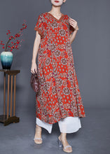 Load image into Gallery viewer, Bohemian Red O-Neck Print Cotton Long Dress Summer