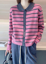 Load image into Gallery viewer, Bohemian Rose Peter Pan Collar Striped Cashmere Cardigan Spring