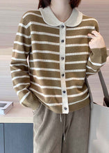 Load image into Gallery viewer, Bohemian Rose Peter Pan Collar Striped Cashmere Cardigan Spring