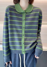 Load image into Gallery viewer, Bohemian Rose Peter Pan Collar Striped Cashmere Cardigan Spring