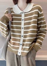 Load image into Gallery viewer, Bohemian Rose Peter Pan Collar Striped Cashmere Cardigan Spring