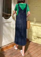 Load image into Gallery viewer, Bohemian Spaghetti Strap pockets clothes Shape denim blue Dresses