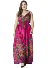 Load image into Gallery viewer, Bohemian V Neck Print Tunic Ice Size Long Dress Sleeveless