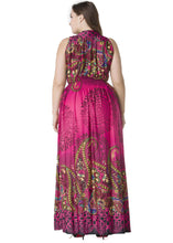 Load image into Gallery viewer, Bohemian V Neck Print Tunic Ice Size Long Dress Sleeveless