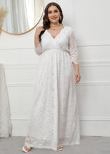 Load image into Gallery viewer, Bohemian White V Neck Hollow Out Patchwork Lace Dress Fall