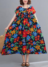 Load image into Gallery viewer, Bohemian navy print clothes o neck pockets robes summer Dresses