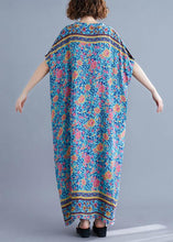 Load image into Gallery viewer, Bohemian v neck pockets cotton summer tunic pattern Photography blue print long Dress