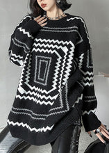 Load image into Gallery viewer, Boho Black O-Neck Plaid Cozy Thick Knit Sweater Winter