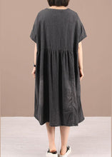 Load image into Gallery viewer, Boho Black Patchwork Cinched Denim Ankle Dress Summer