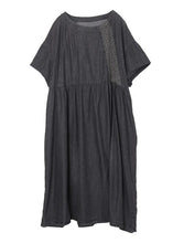 Load image into Gallery viewer, Boho Black Patchwork Cinched Denim Ankle Dress Summer