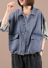 Load image into Gallery viewer, Boho Black Patchwork Pockets Fall Denim Jackets Long Sleeve