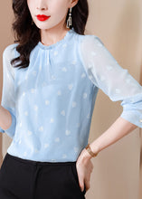 Load image into Gallery viewer, Boho Blue Ruffled Draping Chiffon Shirt Top Spring