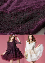 Load image into Gallery viewer, Boho Dark Purple Embroideried Lace Patchwork Organza Mini Dresses Summer