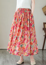 Load image into Gallery viewer, Boho Floral Wrinkled Pockets Elastic Waist Patchwork Linen Skirts Summer