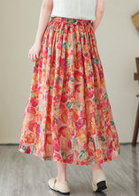 Load image into Gallery viewer, Boho Floral Wrinkled Pockets Elastic Waist Patchwork Linen Skirts Summer