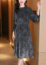 Load image into Gallery viewer, Boho Grey O-Neck Patchwork Print Silk Velour Maxi Dress Spring