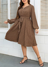 Load image into Gallery viewer, Boho Khaki V Neck Tie Waist Wrinkled Patchwork Cotton Dress Fall