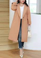 Load image into Gallery viewer, Boho Light Orange Tie Waist Pockets Woolen Trench Fall