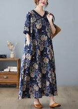 Load image into Gallery viewer, Boho Navy Oversized Print Cotton Vacation Dresses Summer